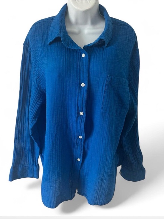 Sonoma Goods For Life Tops - Women's Relaxed Blue Button-Down Cotton Gauze Shirt